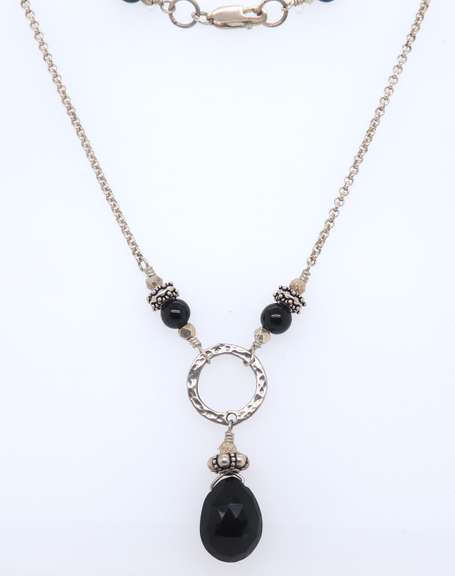 Vintage Sterling Silver Black Onyx Necklace