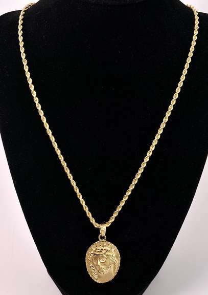 Religious Christ Pendant Necklace in 14K Yellow Gold