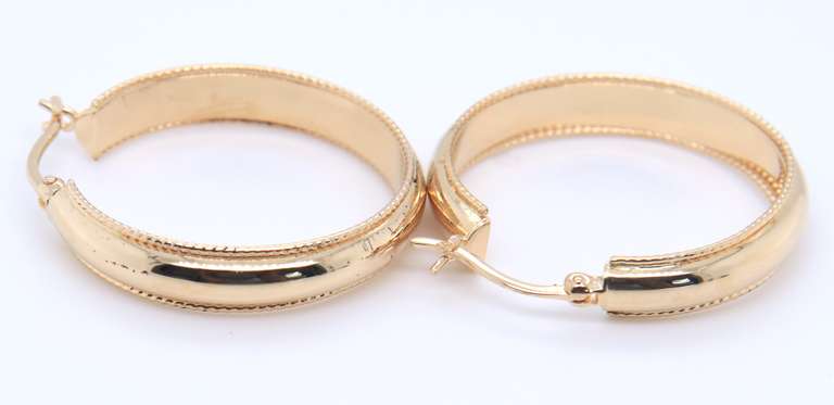 Simple Yellow Gold Milgrain Hoop Earrings