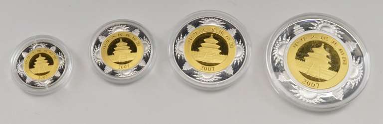 2007 China Panda Lunar 4 Coin Prestige Set Pig 1/10-1 Oz .999 Gold