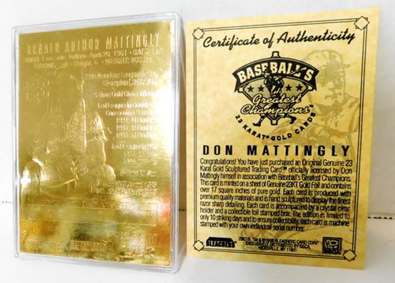 Don Mattingly 23KT Gold Baseball Card & COA