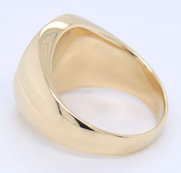 Charming Yellow Gold oval Shaped Black Enamel Cross Diamond Halo Ring