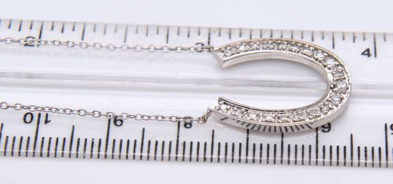 Sparkling White Gold Diamond Horseshoe Pendant on Chain