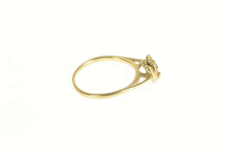 10K Yellow Gold Diamond Heart Raw Textured Nugget Promise Ring