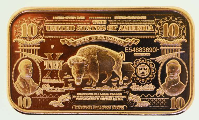$10 Bison Note 1 oz .999 Fine Copper Bar
