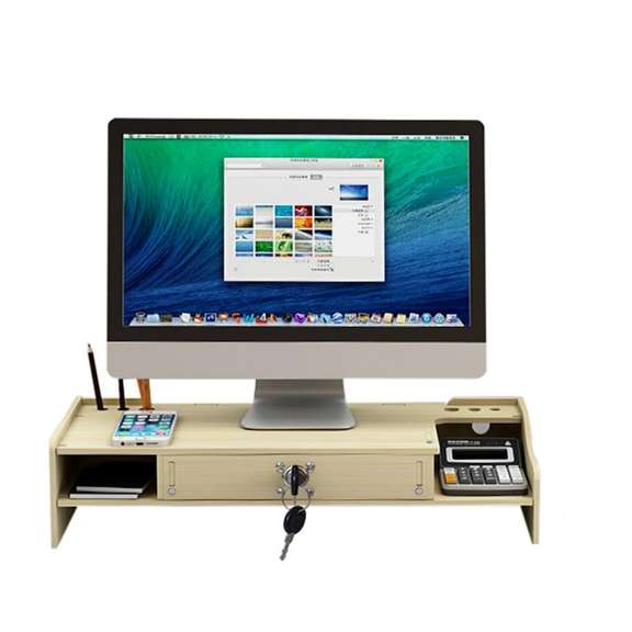 Wooden Desktop Computer Monitor Laptop Stand Elevated