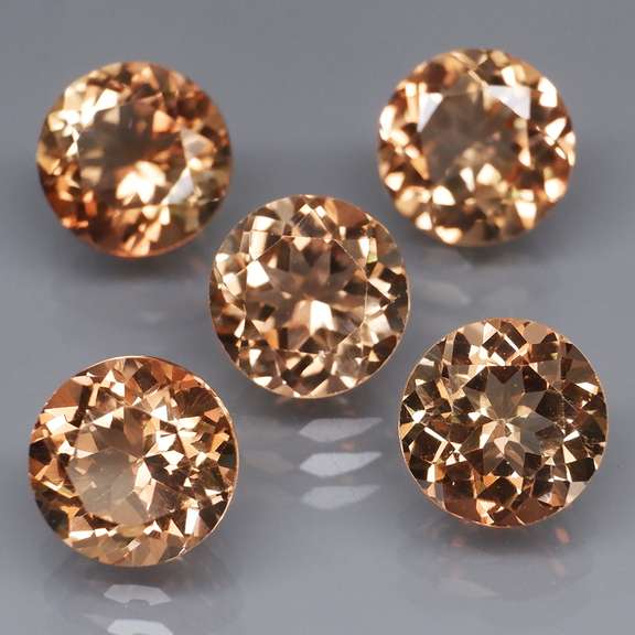 Matched! 5 piece 11.36ct full fire Imperial Topaz set