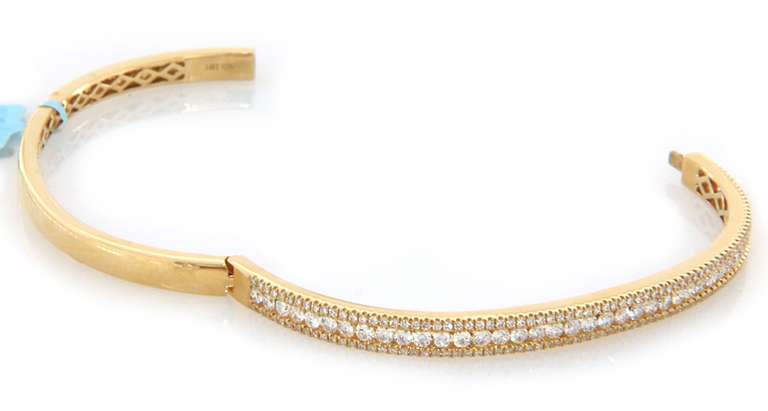New Diamond Triple Row Bangle Bracelet in Yellow Gold