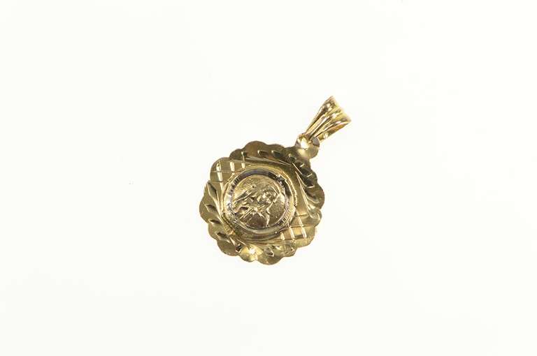 18K Yellow Gold Virgin Mother Mary Jesus Christ Charm/Pendant