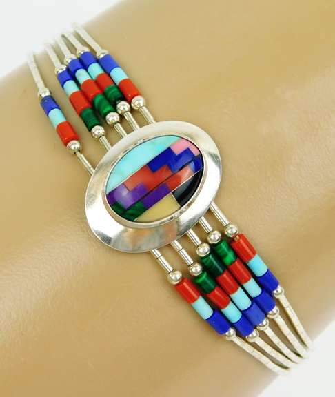Sterling Gemstone Navajo Zuni Bracelet