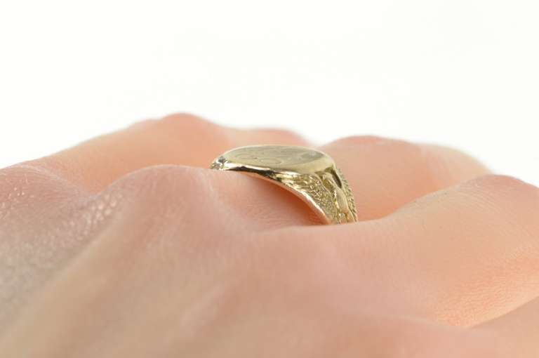 10K Yellow Gold Victorian Etched A CO Monogram Name Initial Ring
