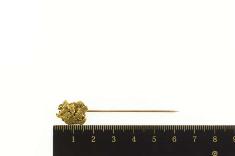 22K Yellow Gold Textured Raw Abstract Nugget Cluster Stick Pin