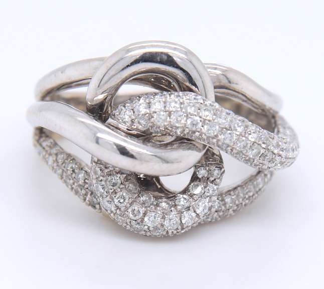Majestic 18kt White Gold Pave Diamond Knot Ring
