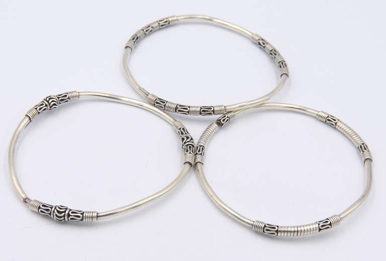 Lot of 3 Vintage 925 Sterling Silver Bangles