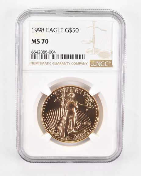 MS70 1998 $50 American Gold Eagle - Graded NGC