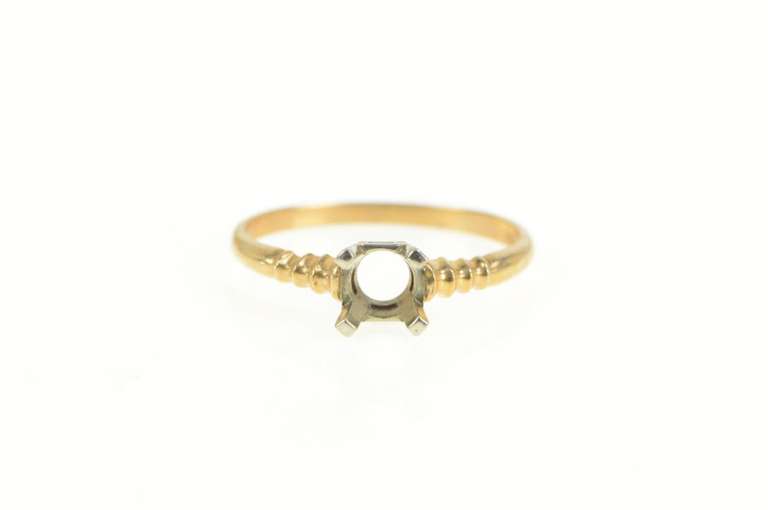 14K Yellow Gold Vintage NOS 1950's Setting 4.5mm Engagement Ring