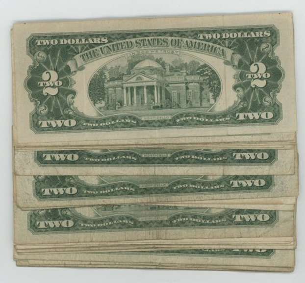 Lot of 30 mixed 1953 & 1963 Series $2 Red Seal Notes. Circs