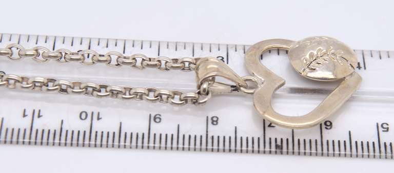 Vinatge Sterling Silver Mexico Heart Shaped Pendant on Chain