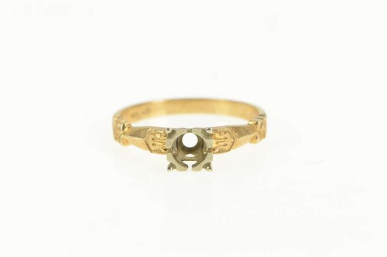 14K Yellow Gold 3.9mm Vintage NOS 1950's Engagement Setting Ring