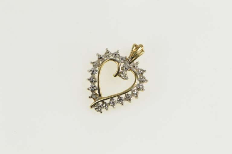 10K Yellow Gold Diamond Accent Classic Heart Love Symbol Pendant
