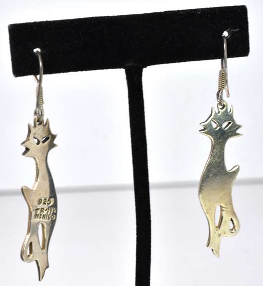 Sterling Silver Cat Earrings