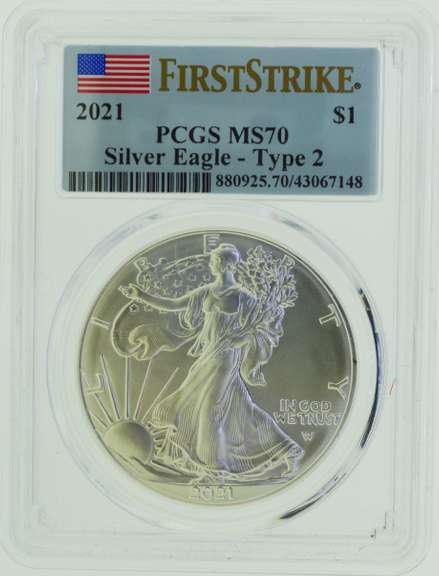2021 Silver Dollar Eagle Type 2 PCGS MS70 First Strike