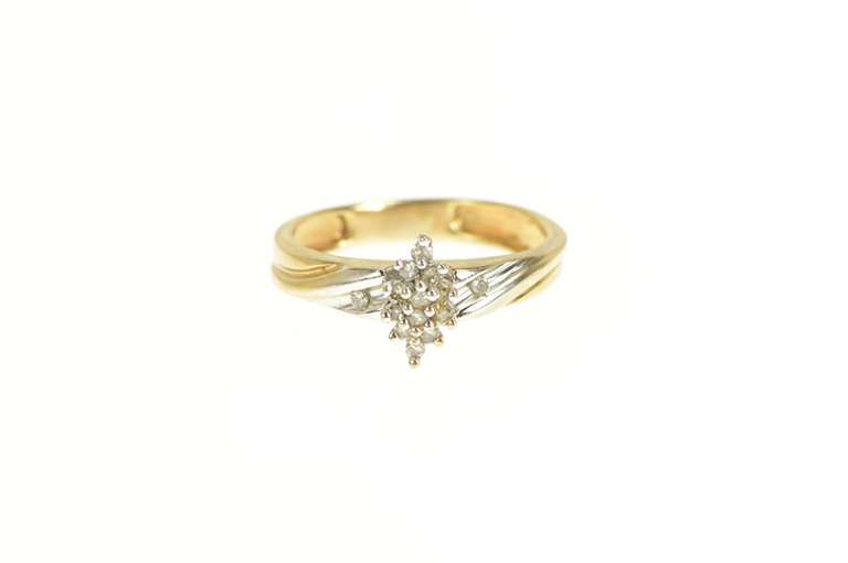 14K Yellow Gold Marquise Diamond Cluster Promise Ring