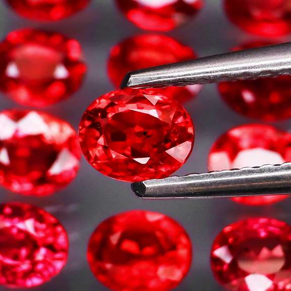 Lovely 4.15ct imperial red Songean Sapphire set