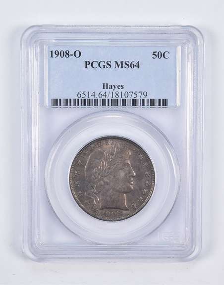 MS64 1908-O Barber Half Dollar Hayes PCGS