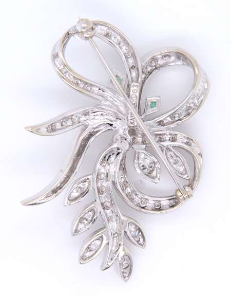 Shimmering White Gold old European and Single Cut Diamond Brooch