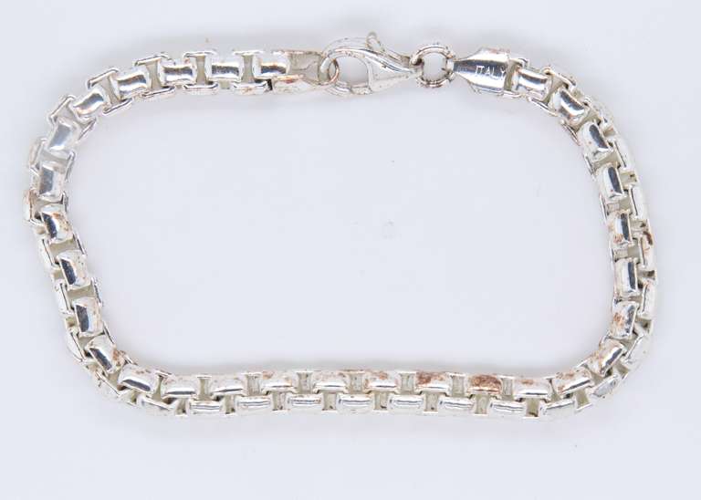 Vintage Italian Sterling Silver Box Bracelet