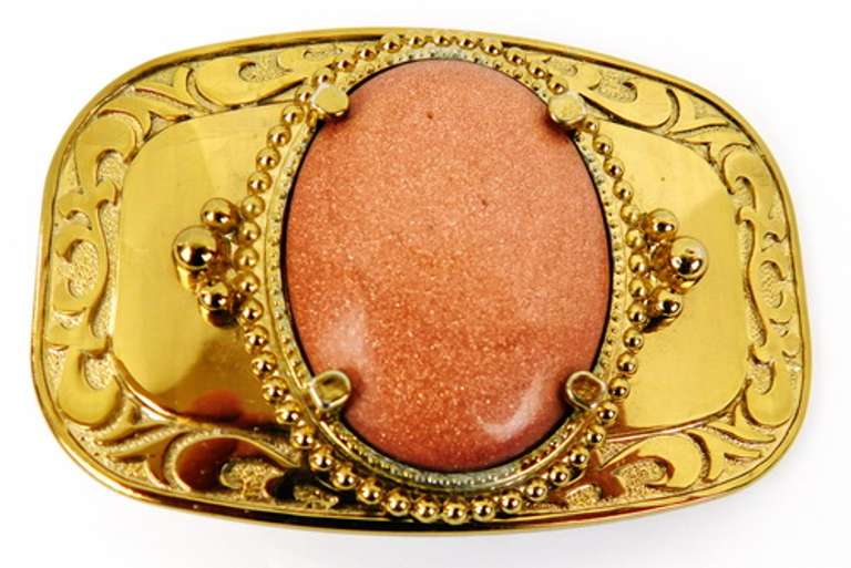 Vintage Goldstone Brass Belt Buckle