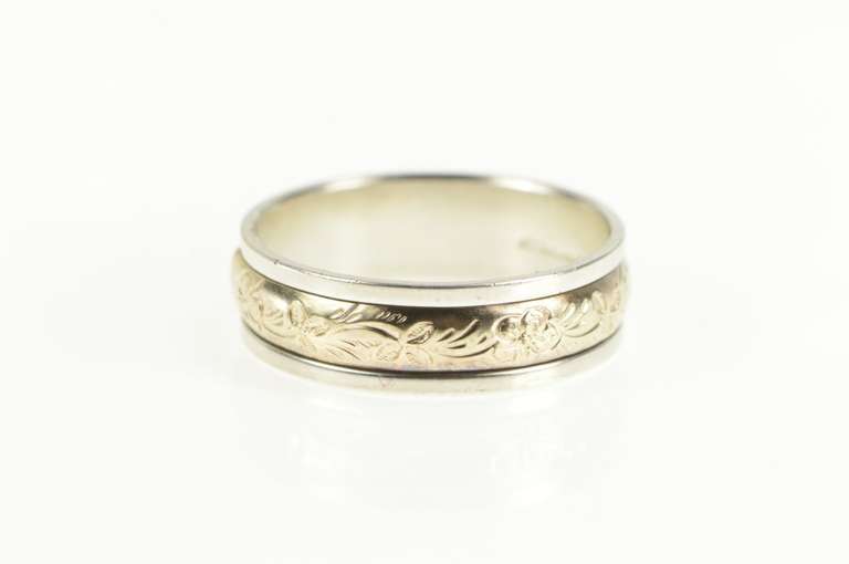 Sterling Silver 6.2mm Floral 14k Gold Filled Wedding Band Ring