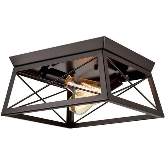 2 Heads Square Lamp Shade Chandelier Ceiling