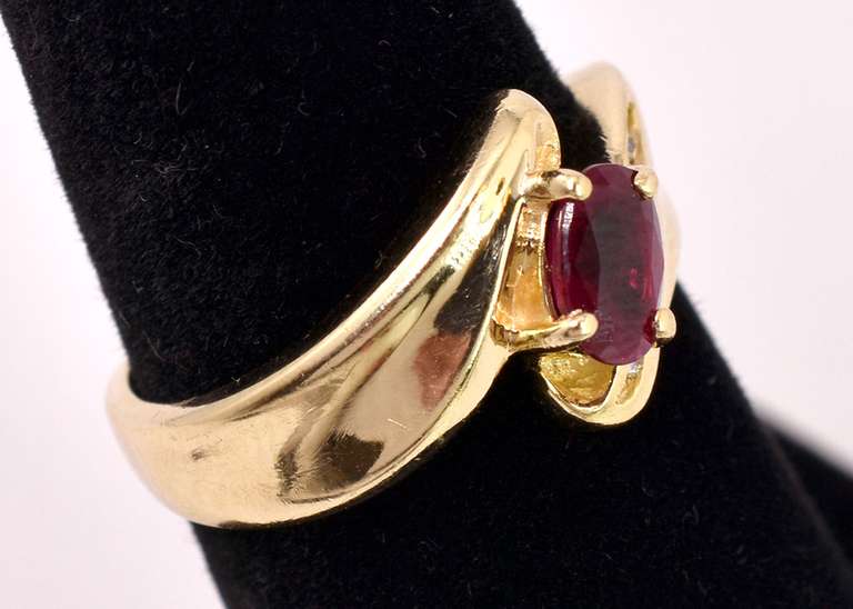 Ravishing Ruby and Diamond Ring in 14K Yellow Gold