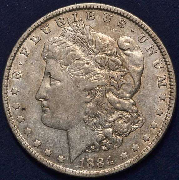 1884 Morgan Silver Dollar, AU.