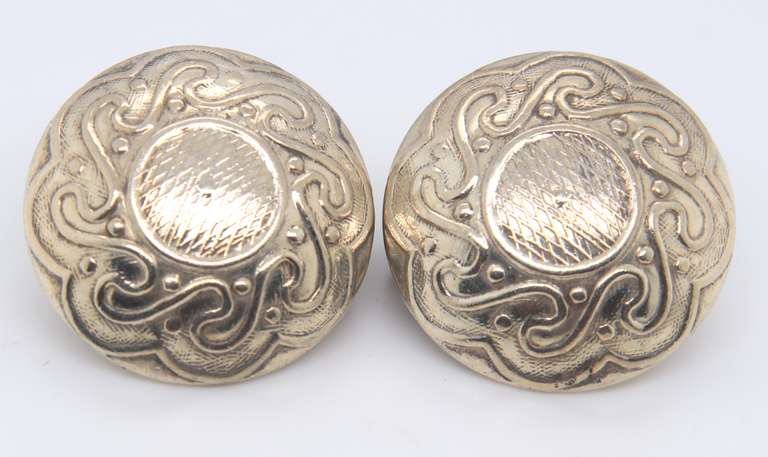 Vintage 925 Sterling Silver Signed Dome Earrings