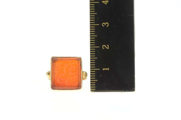 18K Yellow Gold Carnelian Carved Arabic Script Wax Seal Ring