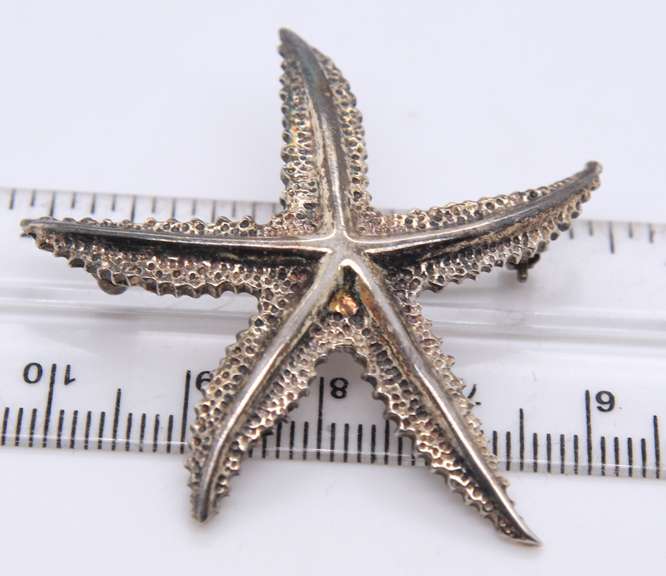 Vintage Sterling Silver Starfish Pin Brooch