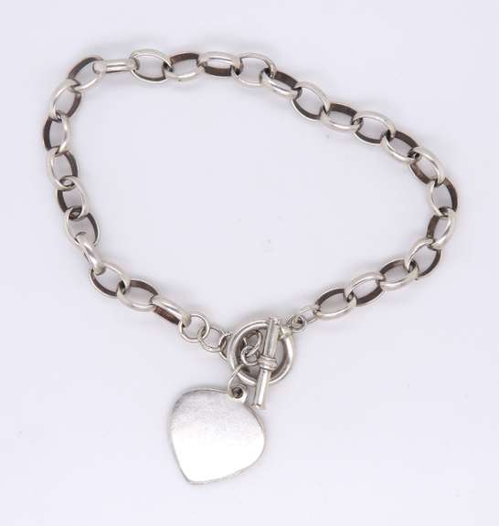 Vintage Sterling Silver Heart Shaped Charm Bracelet