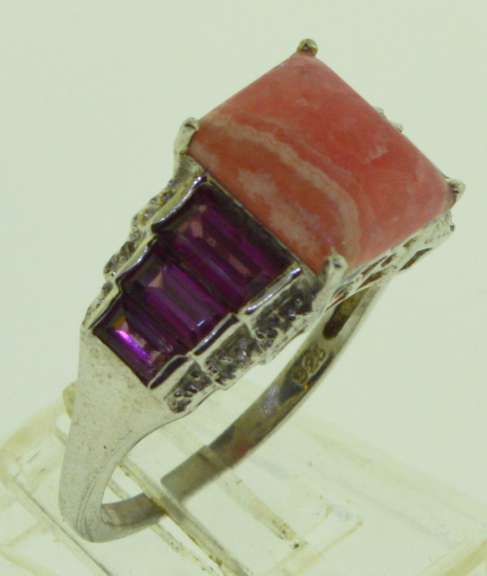 Sterling Silver Rose Quartz And Garnet Ring