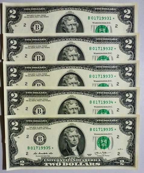 (5) Superb Crisp 2013 $2 Star Replacement Notes New York-Consecutive!