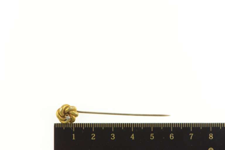 14K Yellow Gold Victorian Diamond Twist Knot Ornate Stick Pin