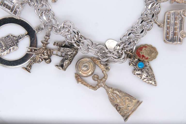 Vintage 925 Sterling Silver Charms Bracelet