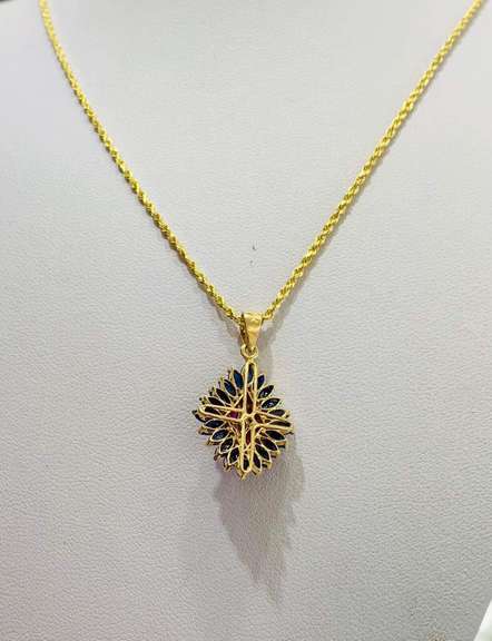 14kt Solid Yellow Gold, Ruby & Blue Sapphire Necklace