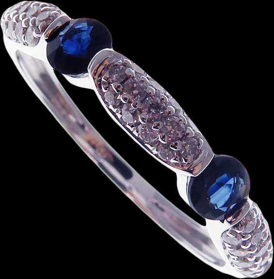 Lovely Sapphire Pair 18k Gold Diamond Crusted Ring