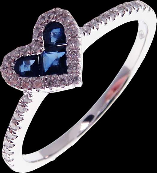 Romantic Ice Blue Sapphire Heart Ring with Diamond Crusted 18k White Gold