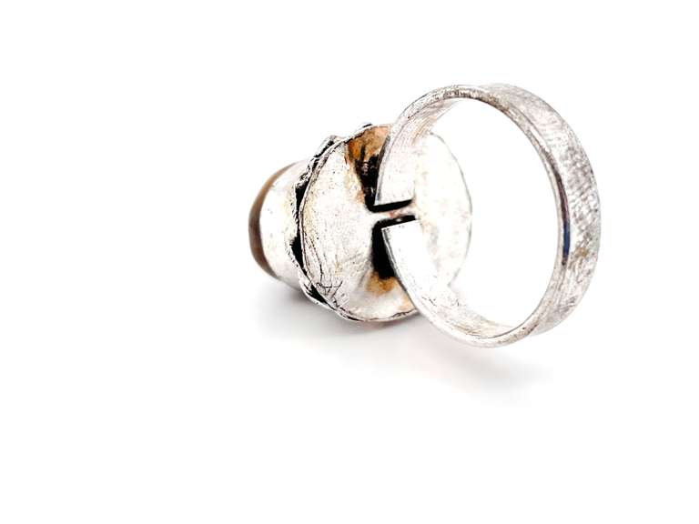 Petite Tiger's Eye in Rope Design Tibetan Silver Ring