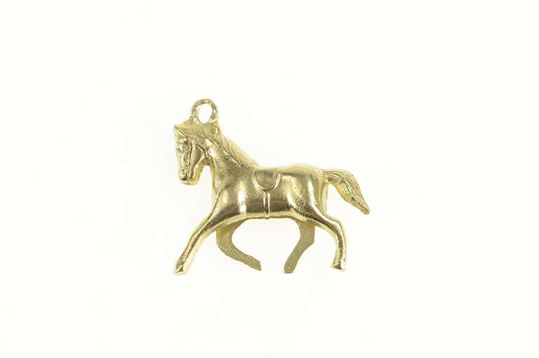 14K Yellow Gold Galloping Horse Prancing Pony Equestrian Charm/Pendant