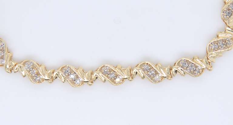 Gorgeous Yellow Gold Diamond Diagonal Tennis Bracelet